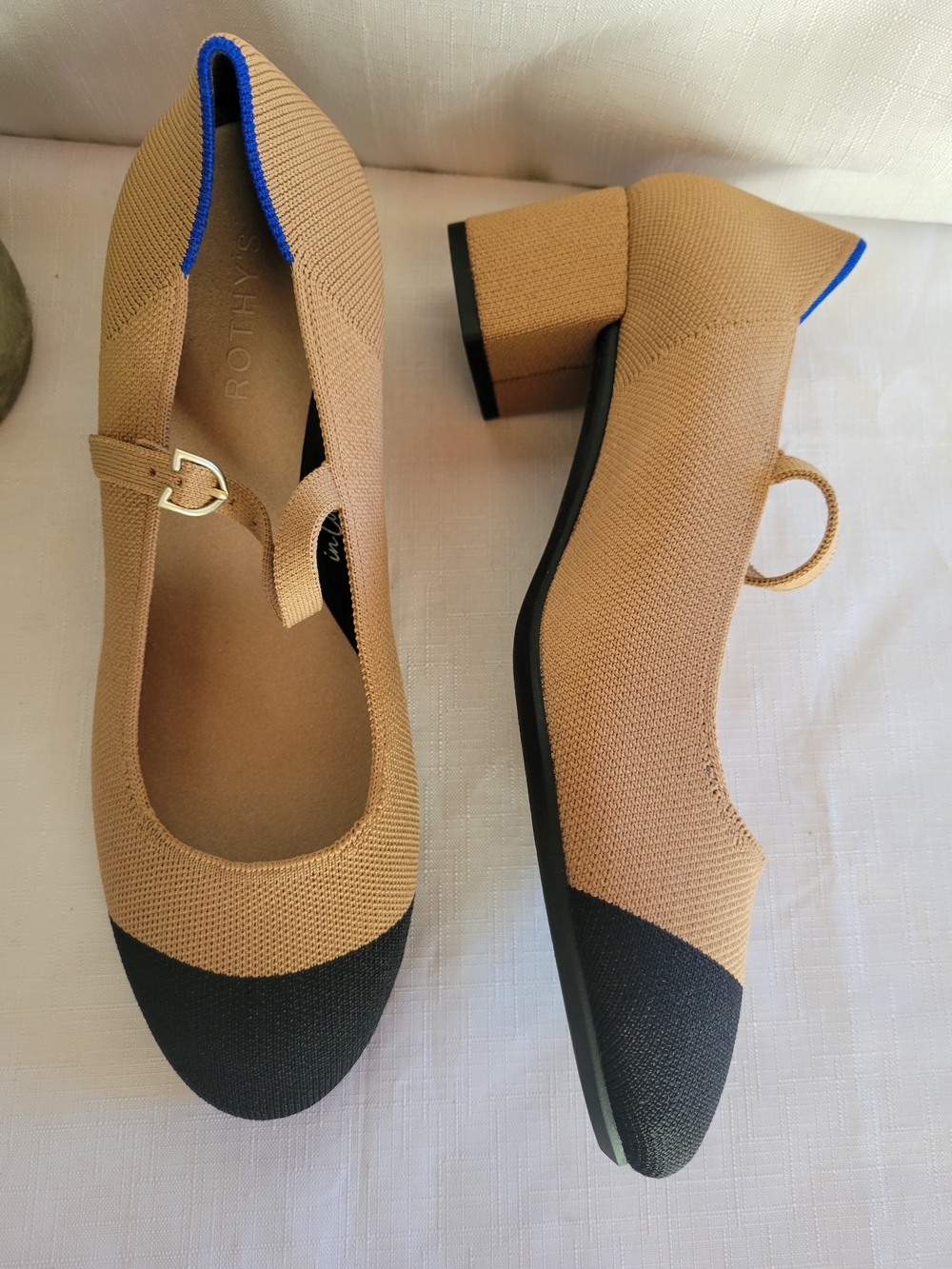 Rothy's Wome's  Mary Jane Block Heel Pumps Camel Tan Size 9.5